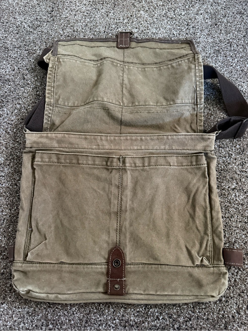 American Eagle Outfitters Vintage Canvas Messenger Bag with Brown Trim - Picture 2 of 8
